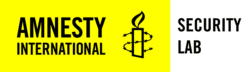 Bright yellow Amnesty International, Security lab emblem